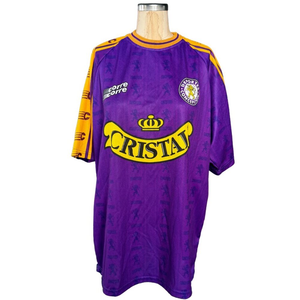 Vintage Deportes Concepción Soccer Jersey Corre Corre Cristal Chile Purple